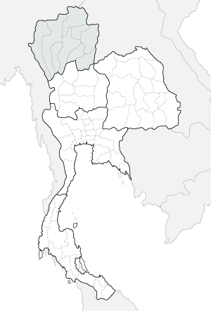Map of thailand highlighting the northern region, Lanna